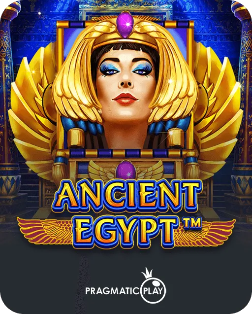 Ancient Egypt slot game by Pragmatic Play showing an Egyptian queen in a gold headdress with winged ornaments