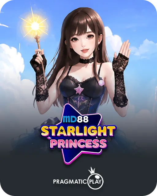 Anime princess with a glowing star wand from the MD88 Starlight Princess slot, featured in an MD88 bonus promotion