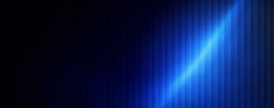 Abstract dark navy banner with vertical stripes and a bright diagonal beam of electric blue light